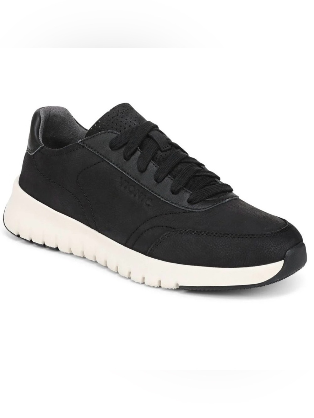 Vionic Women’s Uptown Sneaker in Black Lace-Up Sneaker with White Sole Size 10